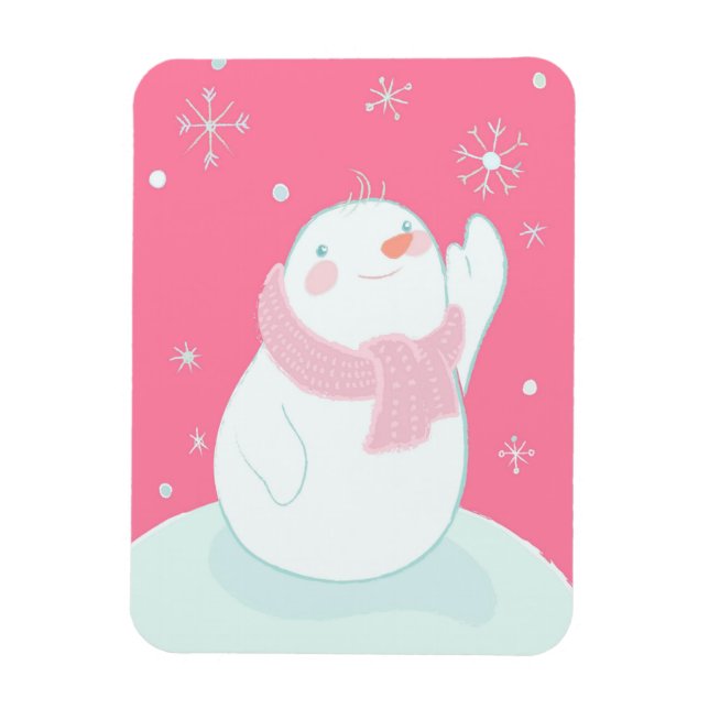 Magnet Flexible Un bonhomme de neige qui atteint un flocon de neig (Vertical)