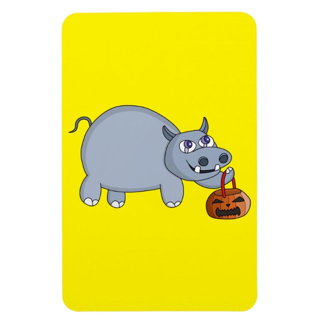 Magnet Flexible Un hippo avec un sac Citrouille (Vertical)