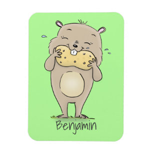 Magnet Flexible Un joli hamster souriant avec un dessin animé d'ar