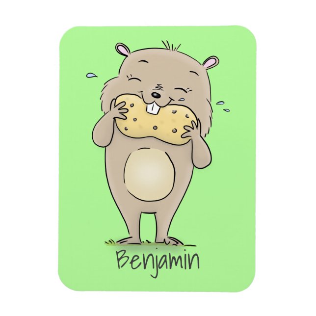 Magnet Flexible Un joli hamster souriant avec un dessin animé d'ar (Vertical)