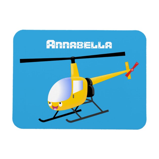 Magnet Flexible Un joli hélicoptère de dessin animé jaune (Horizontal)