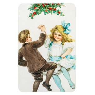 Magnet Flexible Un joyeux Noël - carte vintage, enfants dansants