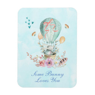 Magnet Flexible Un lapin Vintage vous aime dans un ballon