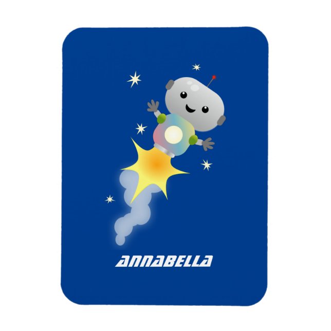 Magnet Flexible Un mignon robot volant dans l'espace dessin animé (Vertical)
