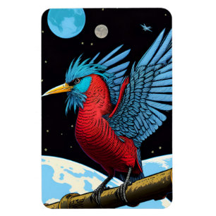 Magnet Flexible Un oiseau avec un bâton dans l'espace