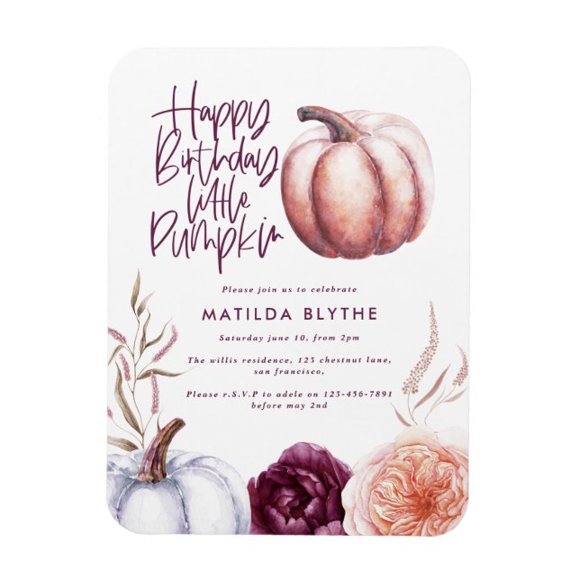 Magnet Flexible Un petit citrouille fleurs chute violet pêche anni (Vertical)