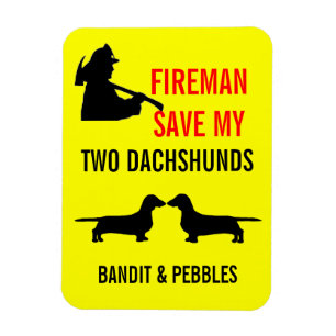 Magnet Flexible Un pompier Personnalisé Sauve Mes Deux Dachshunds