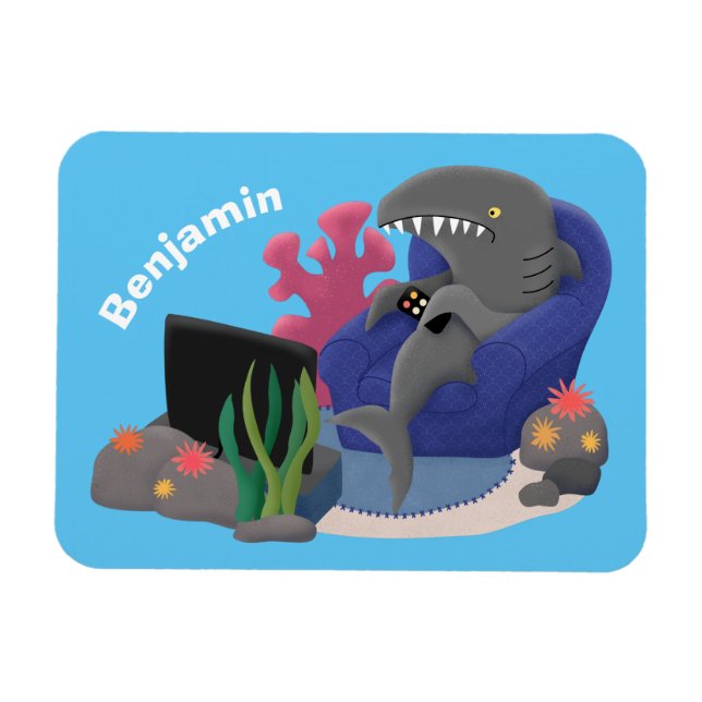 Magnet Flexible Un requin drôle en regardant la bande dessinée de  (Horizontal)