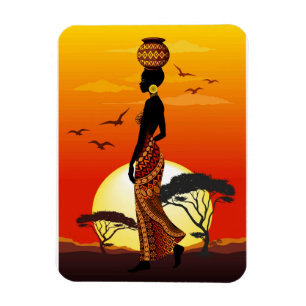 Magnet Flexible Une belle femme africaine Silhouette sur les solei