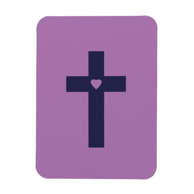 Magnet Flexible Une croix avec un cœur d'amour sacré (Vertical)