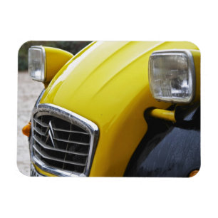 Magnet Flexible Une vieille Citroën 2CV 2 CV noire et jaune, détai