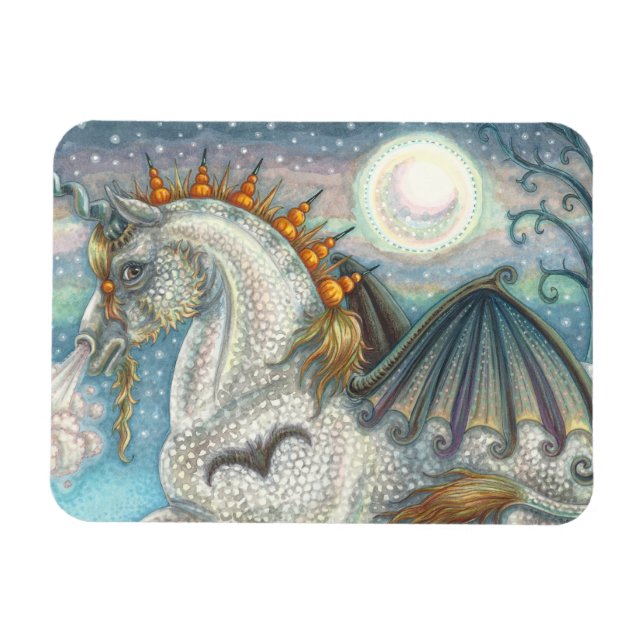 MAGNET FLEXIBLE UNICORNE DE HALLOWEEN GOTHIQUE AVEC AILES DE MAIN, (Horizontal)