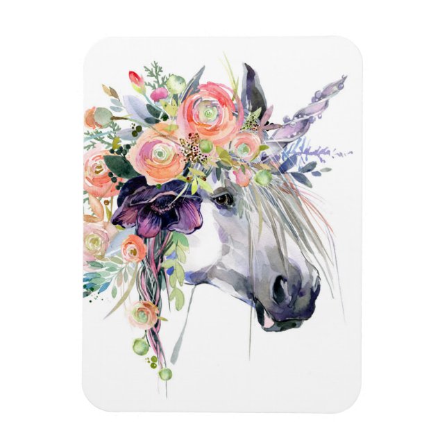 Magnet Flexible Unicorne en fleurs (Vertical)