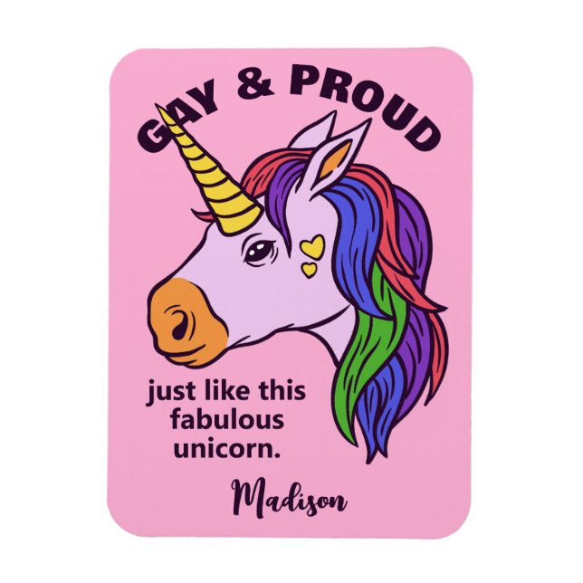 Magnet Flexible Unicorne Gay Texte Personnalisé (Vertical)