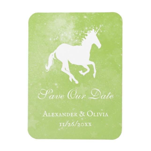 Magnet Flexible Unicorne Verte Enregistrer l'aimant Date (Vertical)