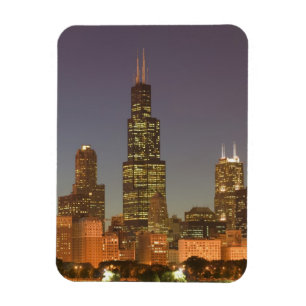 Magnet Flexible USA, Illinois, Chicago : City Skyline / Soirée