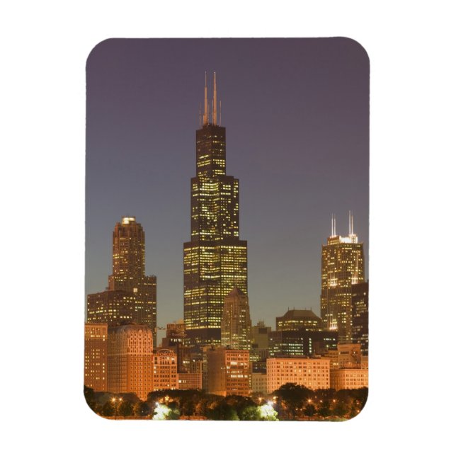 Magnet Flexible USA, Illinois, Chicago : City Skyline / Soirée (Vertical)