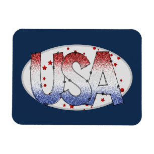 Magnet Flexible USA Shimmer et Stars Word Art
