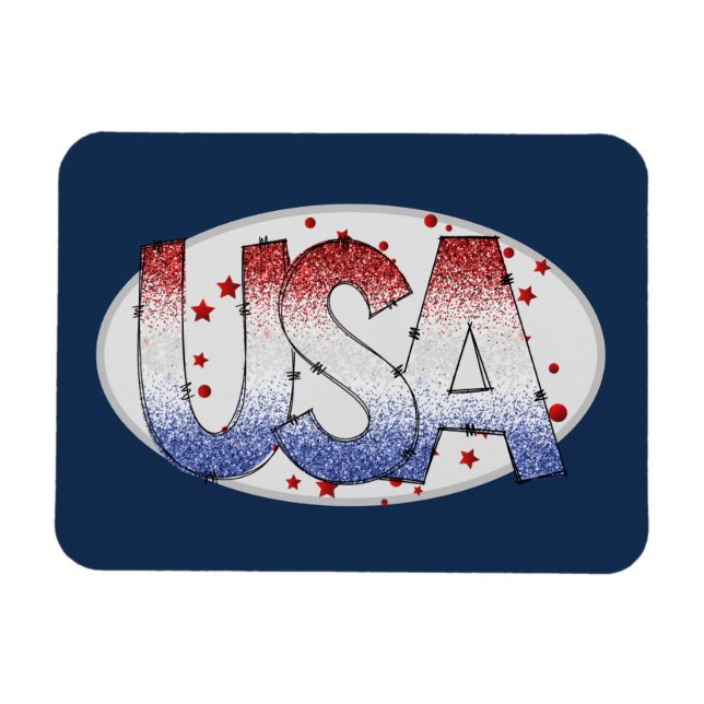 Magnet Flexible USA Shimmer et Stars Word Art (Horizontal)