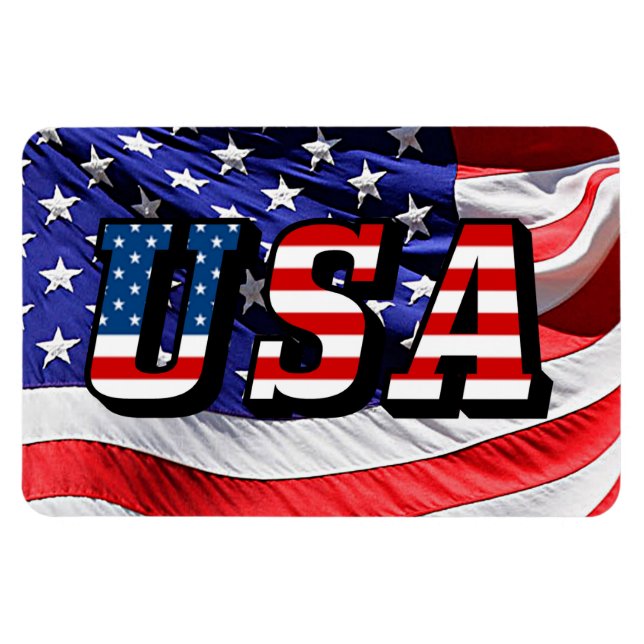 Magnet Flexible USA Texte États-Unis d'Amérique Drapeau flexible (Horizontal)