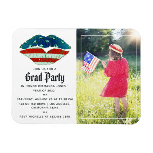 Magnet Flexible USA themed Graduation Photo Invitation