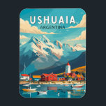 Magnet Flexible Ushuaia Argentina Travel Art Vintage<br><div class="desc">Ushuaia rétro design de voyage vectoriel. C'est une ville balnéaire en Argentine. Il est situé sur l'archipel de la Terre de Feu,  la pointe la plus méridionale d'Amérique du Sud,  surnommée la "Fin du monde".</div>
