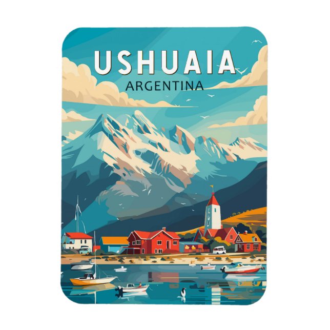 Magnet Flexible Ushuaia Argentina Travel Art Vintage (Vertical)