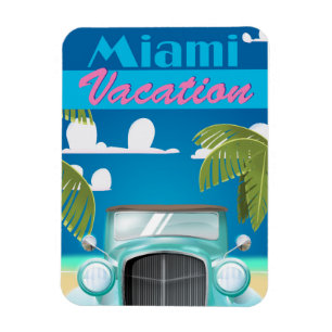 Magnet Flexible vacances à Miami Beach USA affiche de voyage vinta