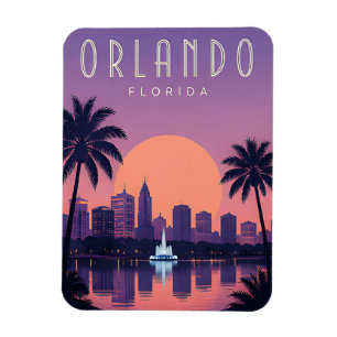 Magnet Flexible Vacances à Orlando Floride Palmier Coucher de sole