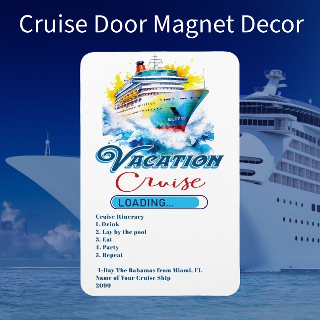 Magnet Flexible Vacances amusantes Chargement de croisière Porte d (Fun Cruise Door Decor Magnet. Personal with your own text. Customized for your next cruise vacation.)