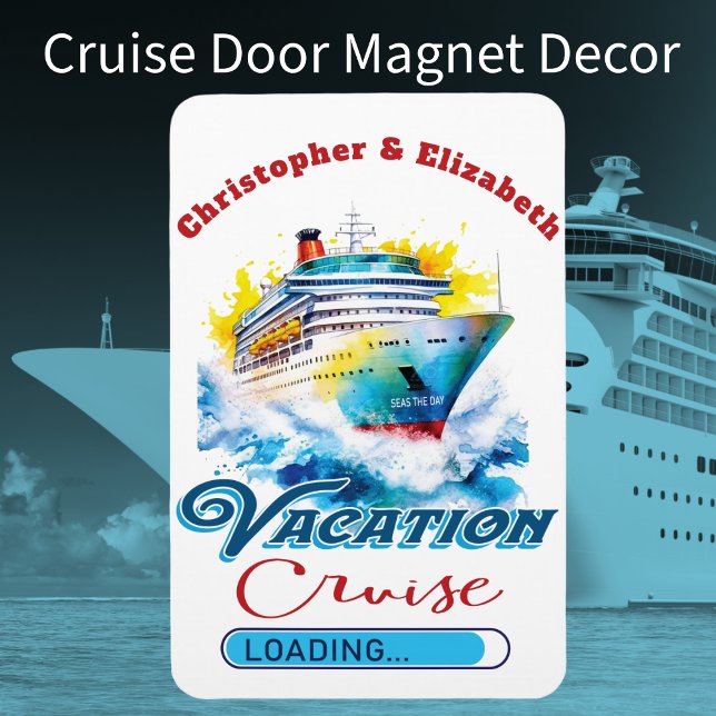 Magnet Flexible Vacances amusantes Chargement de la croisière Mono (Funny Cruise Ship Door Decor for your next vacation cruise. Personalized with name(s) Bon Voyage!
)