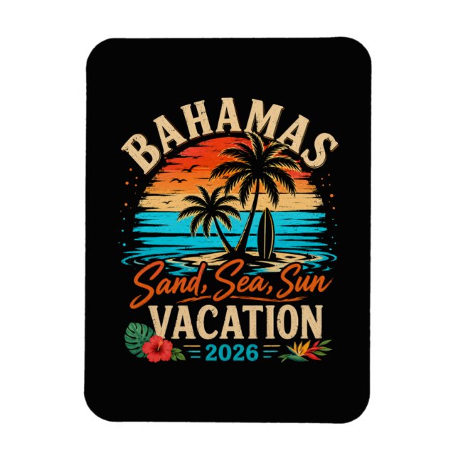 Magnet Flexible Vacances Bahamas Sable Mer Soleil 2026 (Vertical)