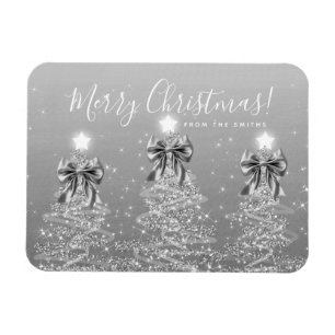 Magnet Flexible Vacances élégantes Arbres de Noël argentés Carte d