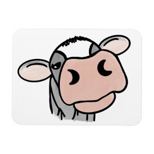 Magnet Flexible vache de dessin animé noir blanc rose baiser gris