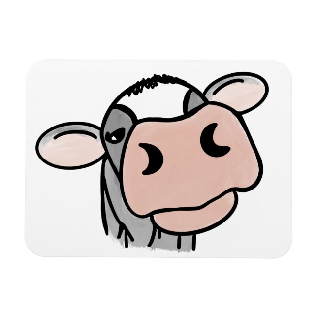 Magnet Flexible vache de dessin animé noir blanc rose baiser gris  (Horizontal)