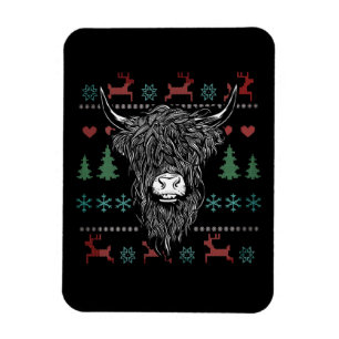 Magnet Flexible Vache hideux de Noël Highland