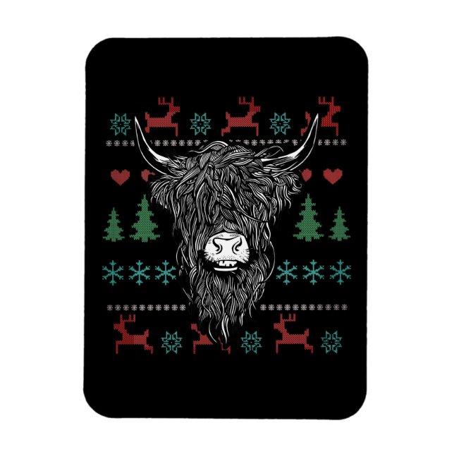 Magnet Flexible Vache hideux de Noël Highland (Vertical)