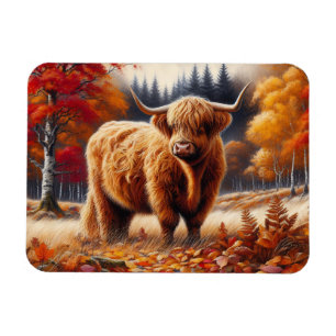 Magnet Flexible Vache Highland Automne Aquarelle flexible