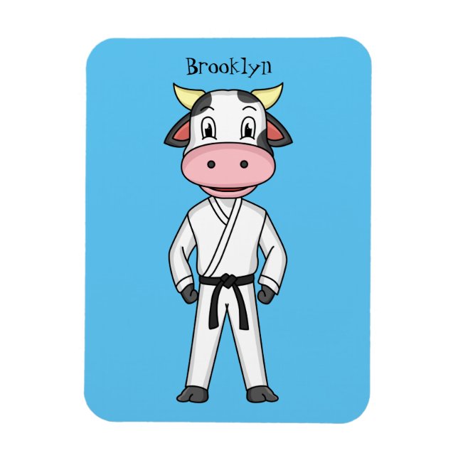 Magnet Flexible Vache mignonne en combinaison kung fu (Vertical)