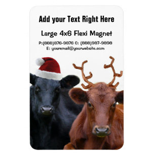 Magnet Flexible Vaches de Noël à Santa Hat et Antlers