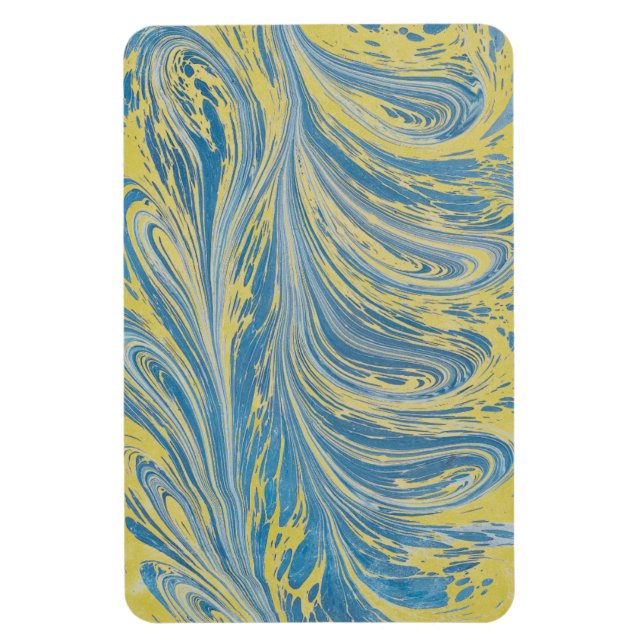 Magnet Flexible Vague Abstrait Bleu Et Or (Vertical)