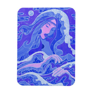 Magnet Flexible Vague, Sirène, Imaginaire Art Asiatique fille, Ble