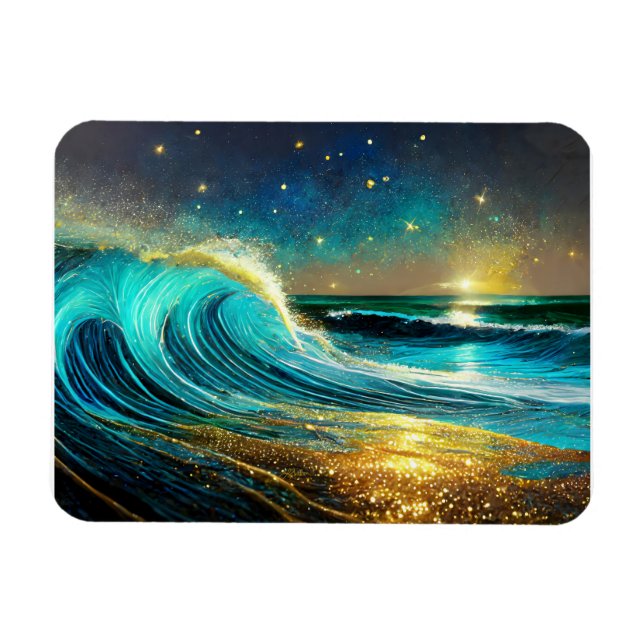 Magnet Flexible Vagues océaniques divergentes scintillantes (Horizontal)
