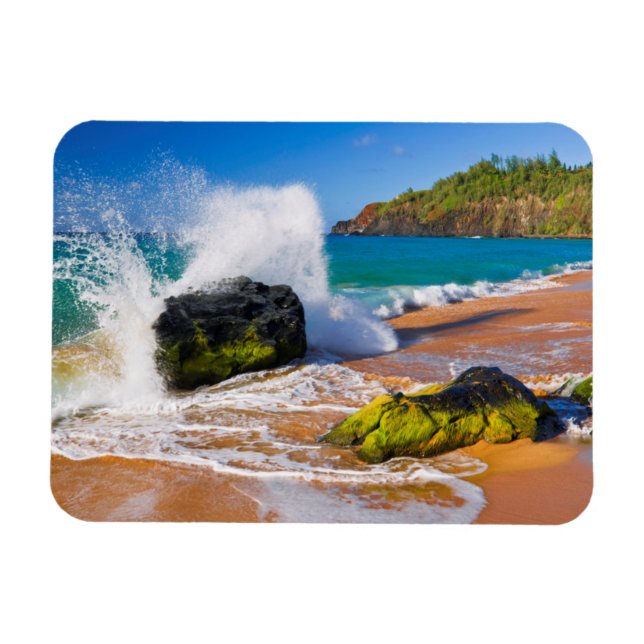 Magnet Flexible Vagues se brisant sur la plage, Hawaï (Horizontal)