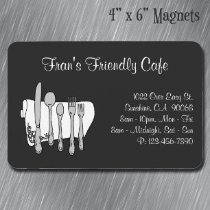 Magnet Flexible Vaisselle Restaurant Noir Blanc Personnalisé  4" x