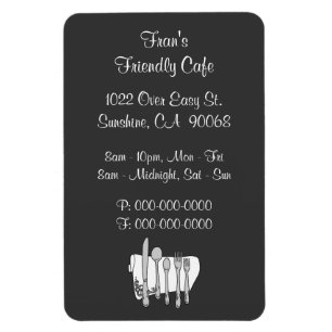 Magnet Flexible Vaisselle Restaurant Noir Blanc Personnalisé 4"x6"