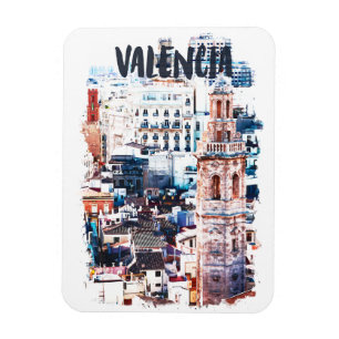 Magnet Flexible Valencia Espagne Architecture Aquarelle Ville