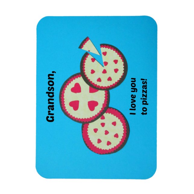 Magnet Flexible Valentine pour Grandson - humour à la pizza (Vertical)