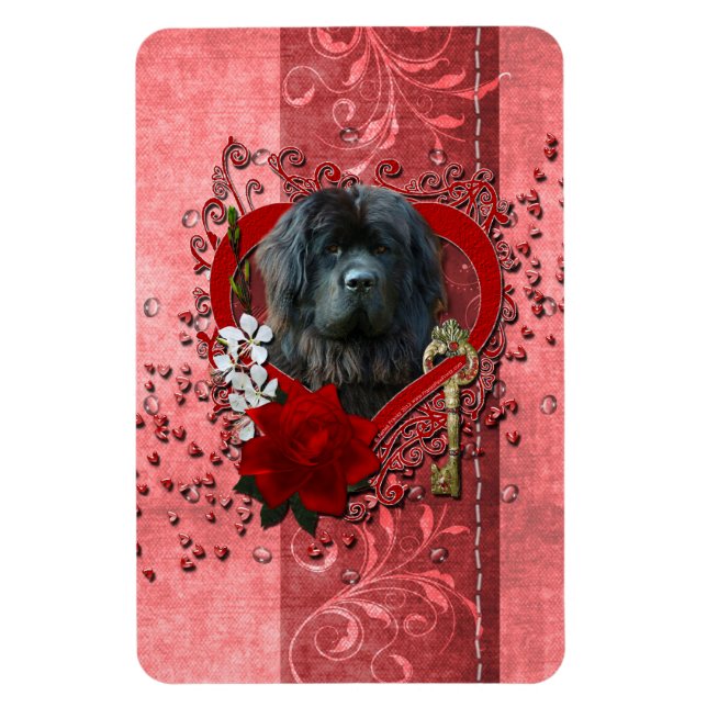 Magnet Flexible Valentines - clé de mon coeur - Terre-Neuve (Vertical)