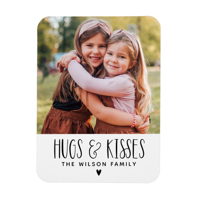Magnet Flexible Valentines Day Hugs Baisers Photo (Vertical)